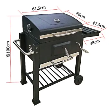 2024 Wholesale Black Iron BBQ Grill: Outdoor Trolley with Stainless Steel Barbecue, Perfect for Hot Food Serving