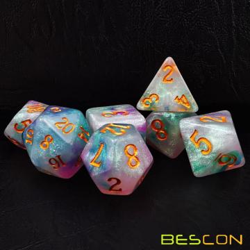 Série de jeux de dés en pierre Bescon Magical, jeu de dés RPG polyédral de 7pcs, esprit de fée, Tinbox Set