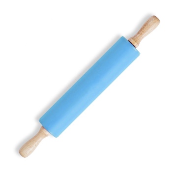 17 Inch Non-Stick Silicone Rolling Pin with Wooden Handle for Baking