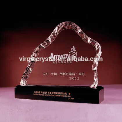 Glass decoration crystal iceberg with black base for brand logo