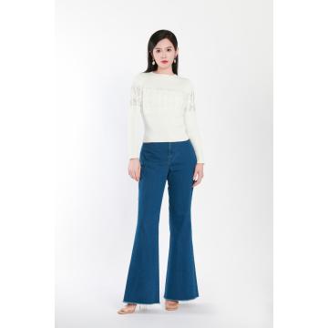 Crew-neck Long-sleeved Woolen Blouse