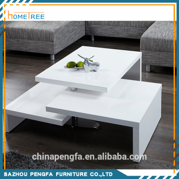 2015 fancy style multifunction high gloss coffee table, white wooden coffee table