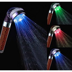 Üç renkli LED el duş başlığı