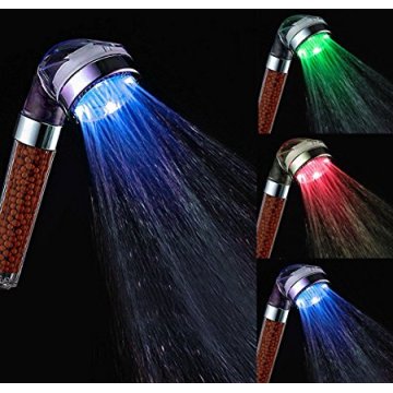 Tricolor LED hand held shower head