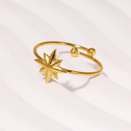 Titanium Steel Real Gold Ring Open Star Ring