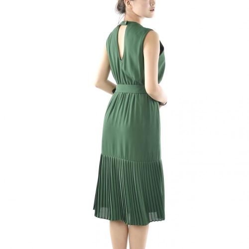 O-Neck Slim dress Pleated Dress