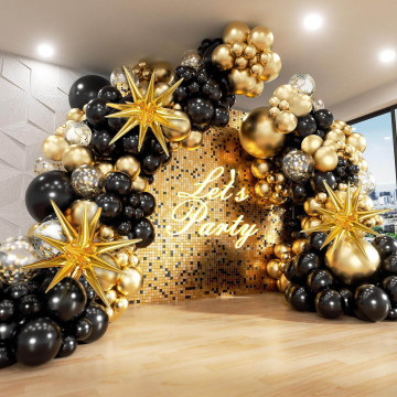 Wholesale Black Gold Latex Balloon Arch Kits for Weddings, Anniversaries, and Parties