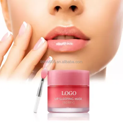 Vegan Collagen Lip Mask: Strawberry Moisturizing Gel Pink Lip Sleeping Mask