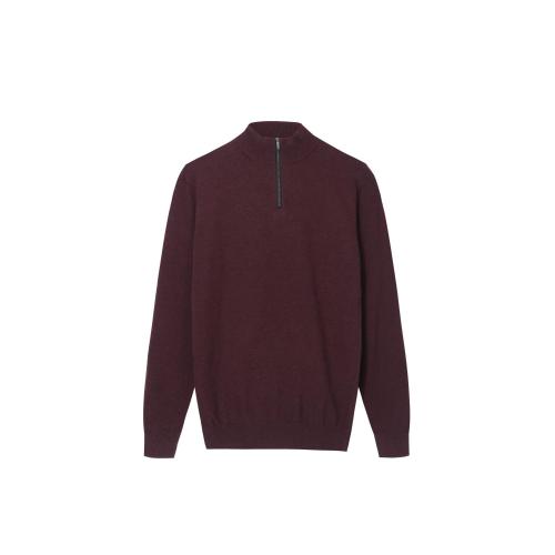 Men's Knitted Quarter Zip Mock-neck Pullover