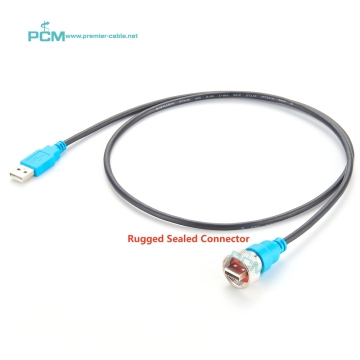 IP68 Ruggedized Metal USB Type A Cable: 1m Waterproof Heavy Duty Connection for Camera, GPS, Outdoor Chassis & Control Panels
