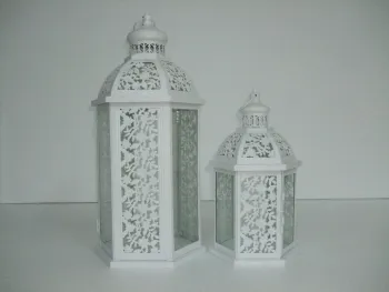 Garden steel lantern white color