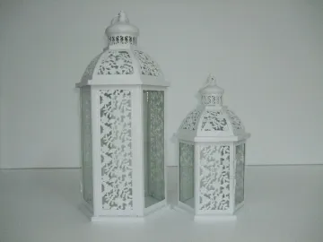 Garden steel lantern white color