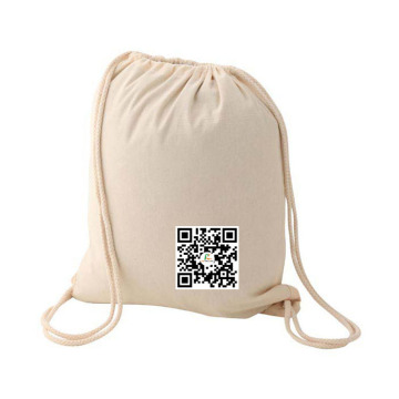 Handmade White Drawstring Backpack Cotton Bags With Logo