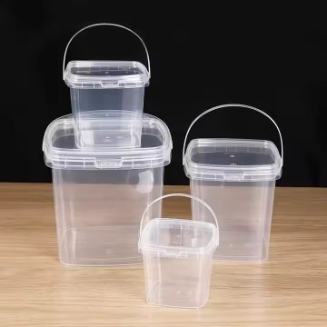 Transparent Plastic Bucket Square Ice Bucket Food Packing