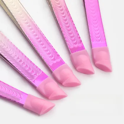 Shine Tweezers Nail Art Pointed and Curved Nail Tweezers with Silicone Tipped Pinch for Rhinestones