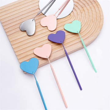 Hot Sale Custom Logo Heart Shape Eyelash Extension Tools with Colorful Handheld Mirror