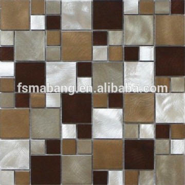 MBL5015 12"x12" Classic Mixed Size Square Aluminum Mosaic Metal Peel and Stick Mosaic Tiles