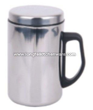 Stainless steel vacuum cup with plastic handle