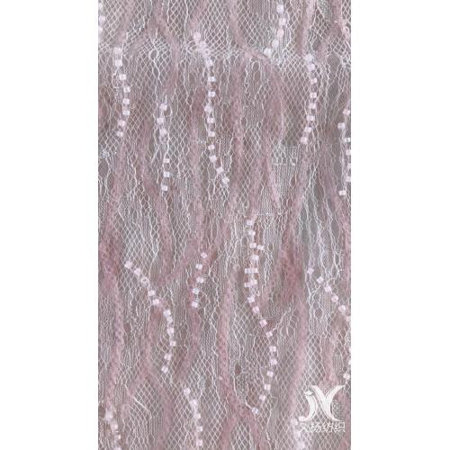 Pink Embroidery Bridal Gown Fabric