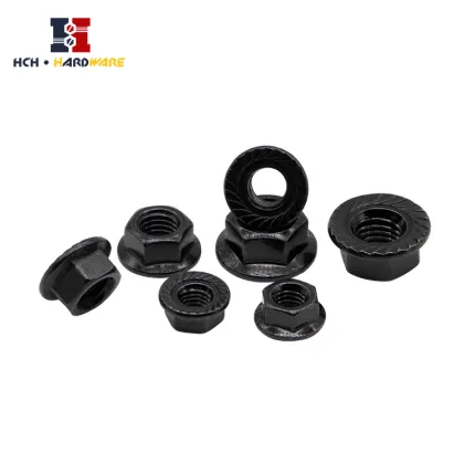 Black stainless steel flange nut anti-slip and anti-loose