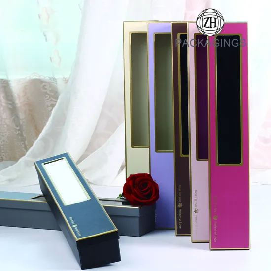 Transparent window single flower box with lid