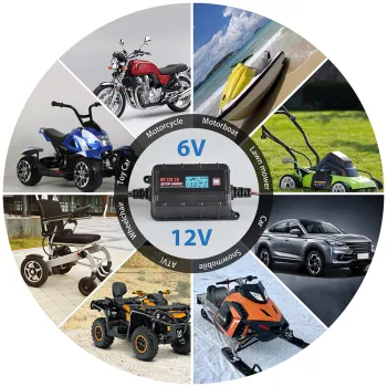 Smart Automatic Battery Charger for 6V and 12V Lithium-ion LiFePO4 AGM Lead Acid Batteries