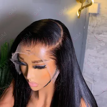 Indian Hair Wigs: Glueless Full HD Transparent Lace Front Remy Bone Straight HD Lace Wig
