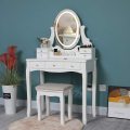 7 Drawers Padded Cushioned Stool LED Vanity Table