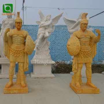 Vendita calda Antica statua guerriera in marmo naturale per decorazione da giardino all'aperto