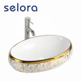 Gold Color Lavatory Popular Ceramic Art Basin