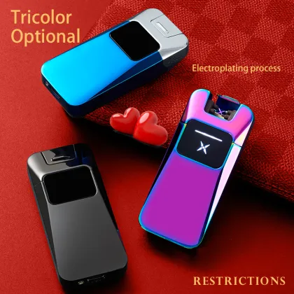 USB Rechargeable Tricolor Windproof Dual Arc Lighter