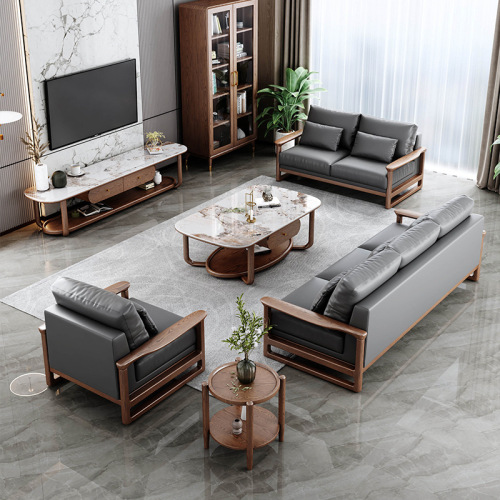 Sofa Kulit Tiruan Kayu Abu Putih Minimalis Itali