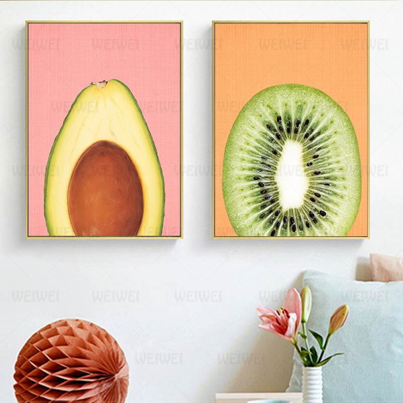 Fresh Fruit Pictures Wall Pineapple Avocado Kiwi Fruit Poster Modern Minimalist Canvas Painting For Living Room Kitchen Decor