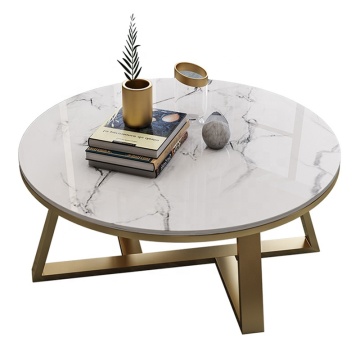 Factory Supply Golden Stainless Steel Frame Marble Modern Coffee Tables (SP-ET217)