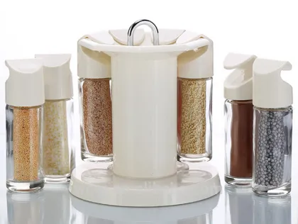 8PCS Magnetic Spice Rack Set Rotary Condiment Seasoning Bottles Rack Plastic Rotating Seasoning Spices Cooking Tools