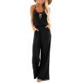 Womens Sleeveless Spaghetti Strap Wide Leg Pants