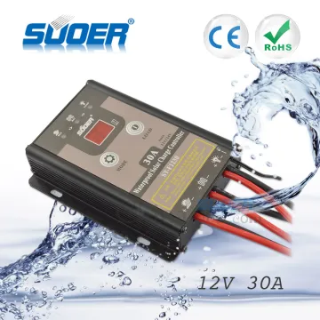 Suoer Intelligent PWM Solar Controller 12V 30A Waterproof Solar Charge Controller IP67 Solar Regulator