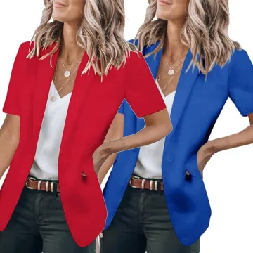 Summer White Shawl Collar Cardigan Blazer for Women