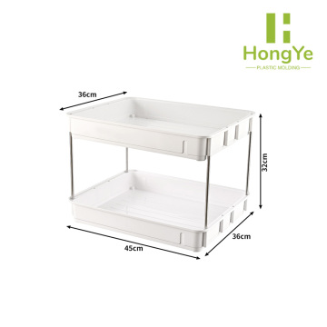 Organizador de almacenamiento de cosméticos de plástico transparente de 2 niveles