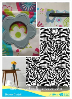 polyester printing zebra hookless fabric shower curtain