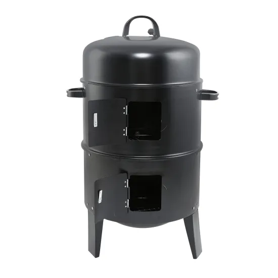 3 in 1 Smokeless Charcoal Barbecue Grill Smoker 3 layers Tower Vertical Barrel Charcoal BBQ Grill