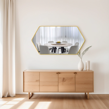 Hexagonal metal decorative wall mirror