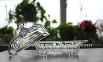 high transparency clear glass butter dish