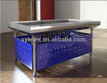 APEX custom make commercial restaurant stainless steel ice fresh salmon fish display table seafood restaurant equipment