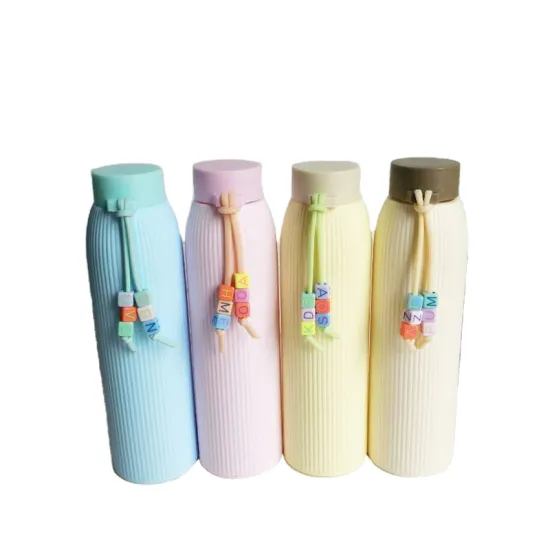 Wholesale Factory New Arrival: Affordable Portable Mini Glass Water Bottles with Plastic Sleeve Box and Cartoon CLASSIC Design