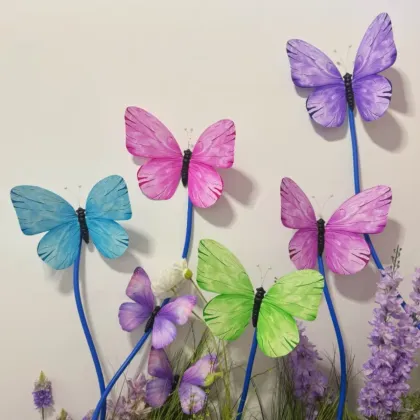 Wire frame satin paper spray-painted butterfly crafts
