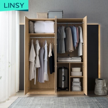 Linsy Hot بيع الأثاث غرفة نوم خزانة خشبية مع 2 لوحة Bifold الداخلية قابلة للطي الأبواب DV1D