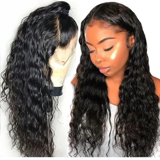 Wholesale Swiss Lace Brazilian Hair Wigs 10A Cheap 4*4  Raw Water Wave Human Hair Lace Closure Wig For Black Women