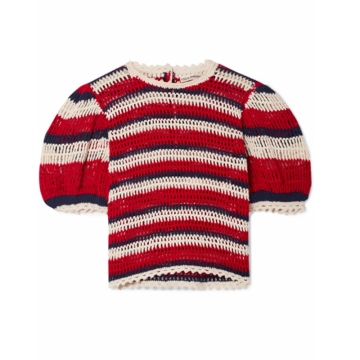 Cotton Lantern Sleeve loose Pullover Crochet Sweater