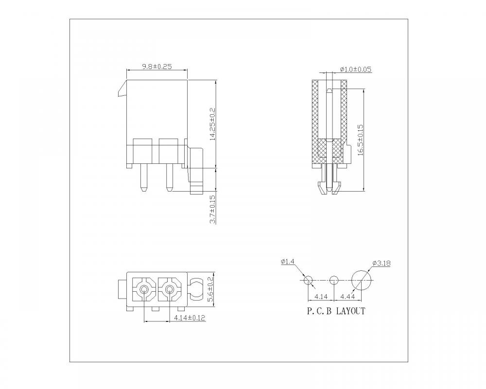 AMP 4.14mm 180 ° 웨이퍼 커넥터 시리즈